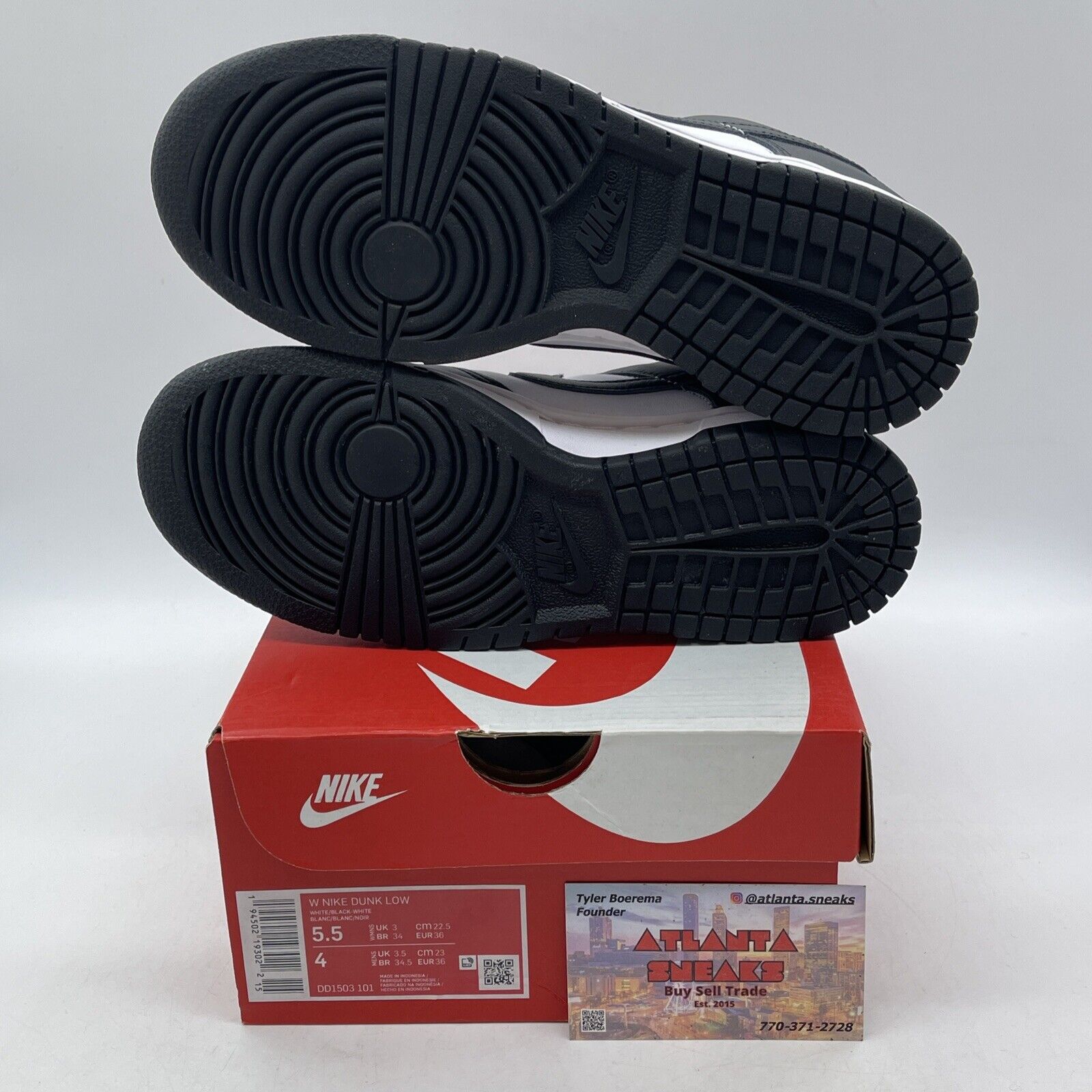 Size 5.5W - Nike Dunk Low Black White Leather (DD1503-101)