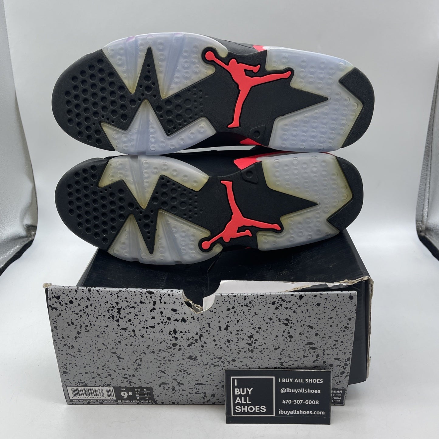 Size 9.5 - Air Jordan 6 Retro Infrared Black 2014 (384664-023)