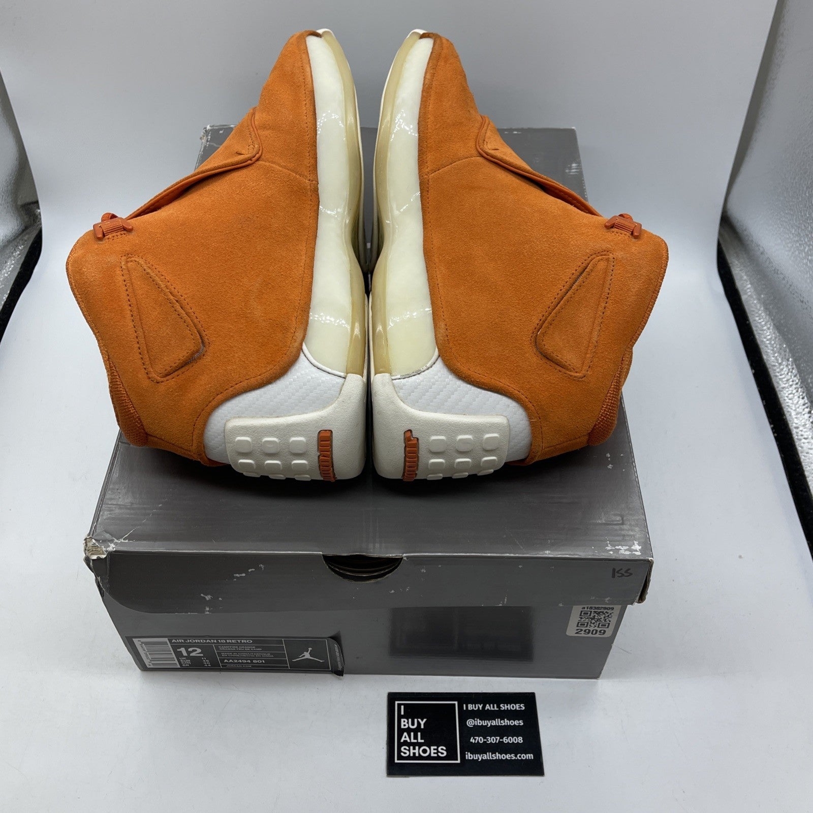 Size 12 - Air Jordan 18 Retro Orange Suede White (AA2494-801)