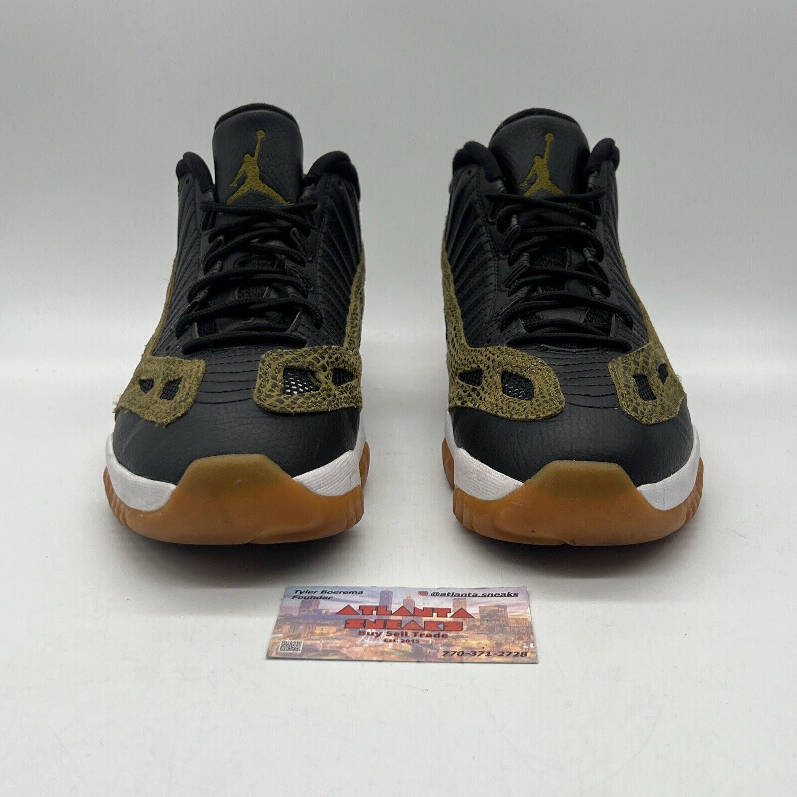 Size 12 - Air Jordan 11 IE Croc Black White Green Gum Leather Used (306008-013)