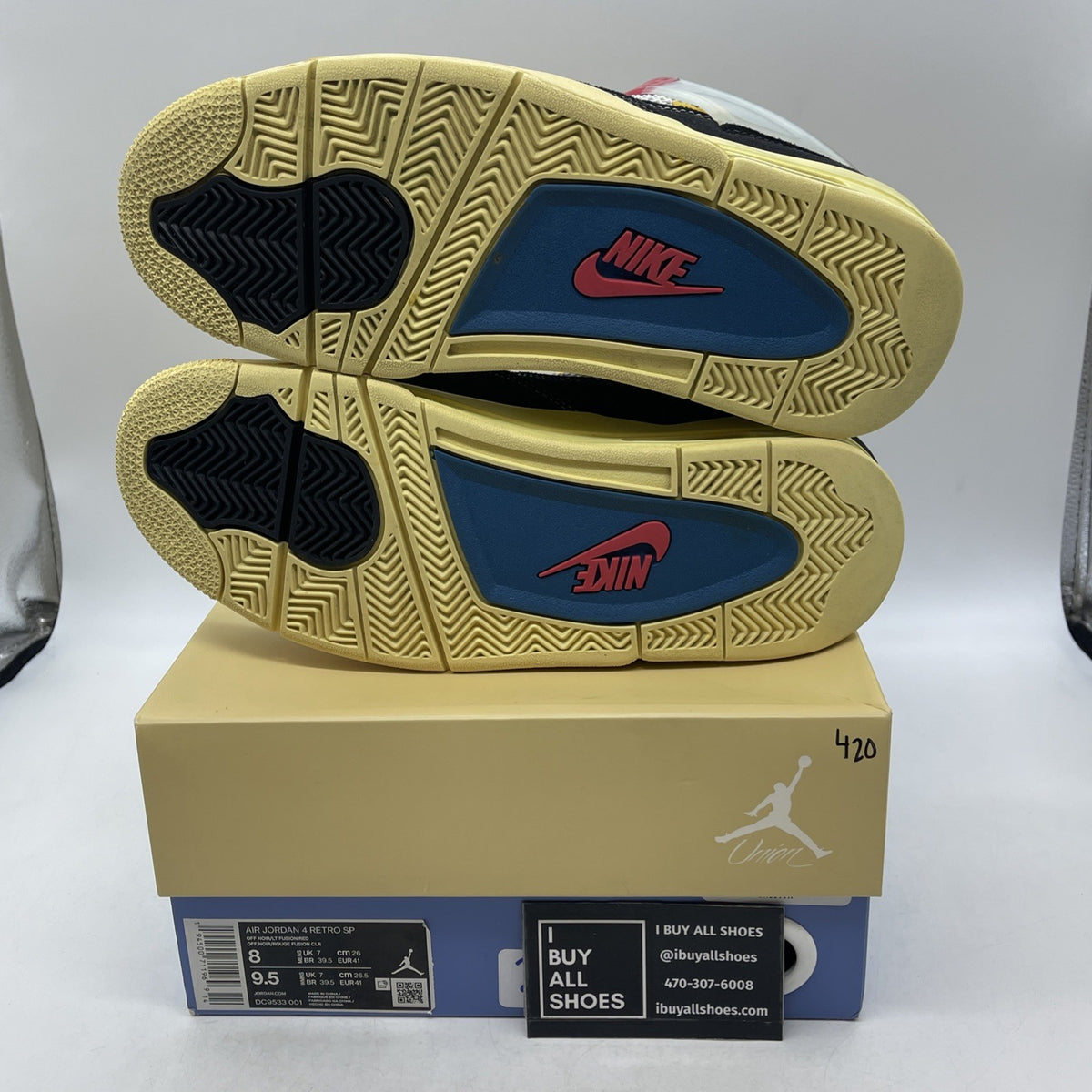 Size 8 - Air Jordan 4 Retro x Union LA Mid Off Noir (DC9533-001)