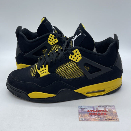 Size 13 - Jordan 4 Retro Mid Thunder White Black Yellow Suede (DH6927-017)