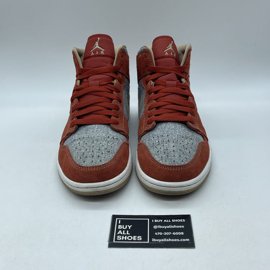 Size 8.5 - Air Jordan 1 Mid Denim Red Blue Brown Suede (DM4352-600)