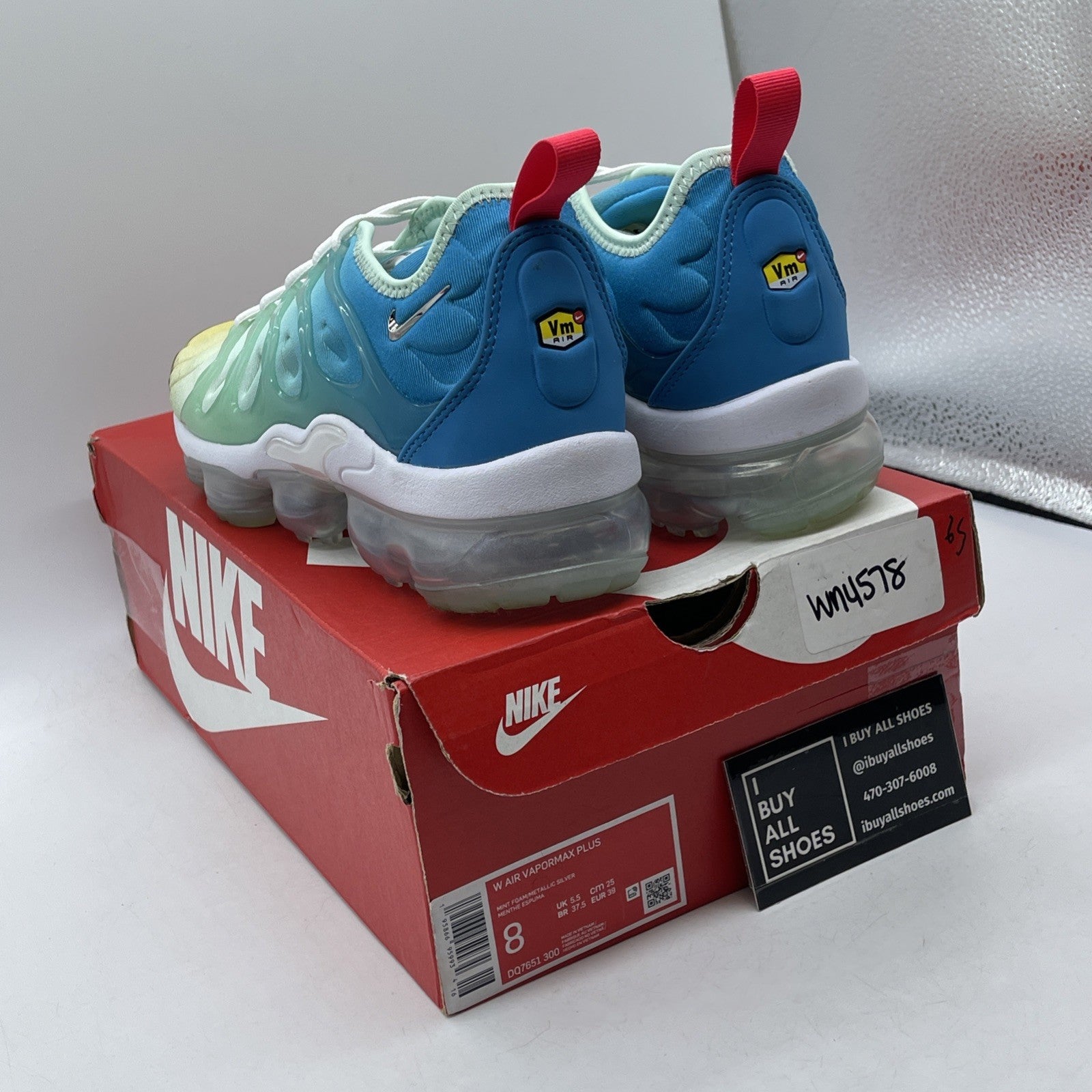 Size 8W - Nike Air VaporMax Plus Mint Foam Laser Blue Suede (DQ7651-300)