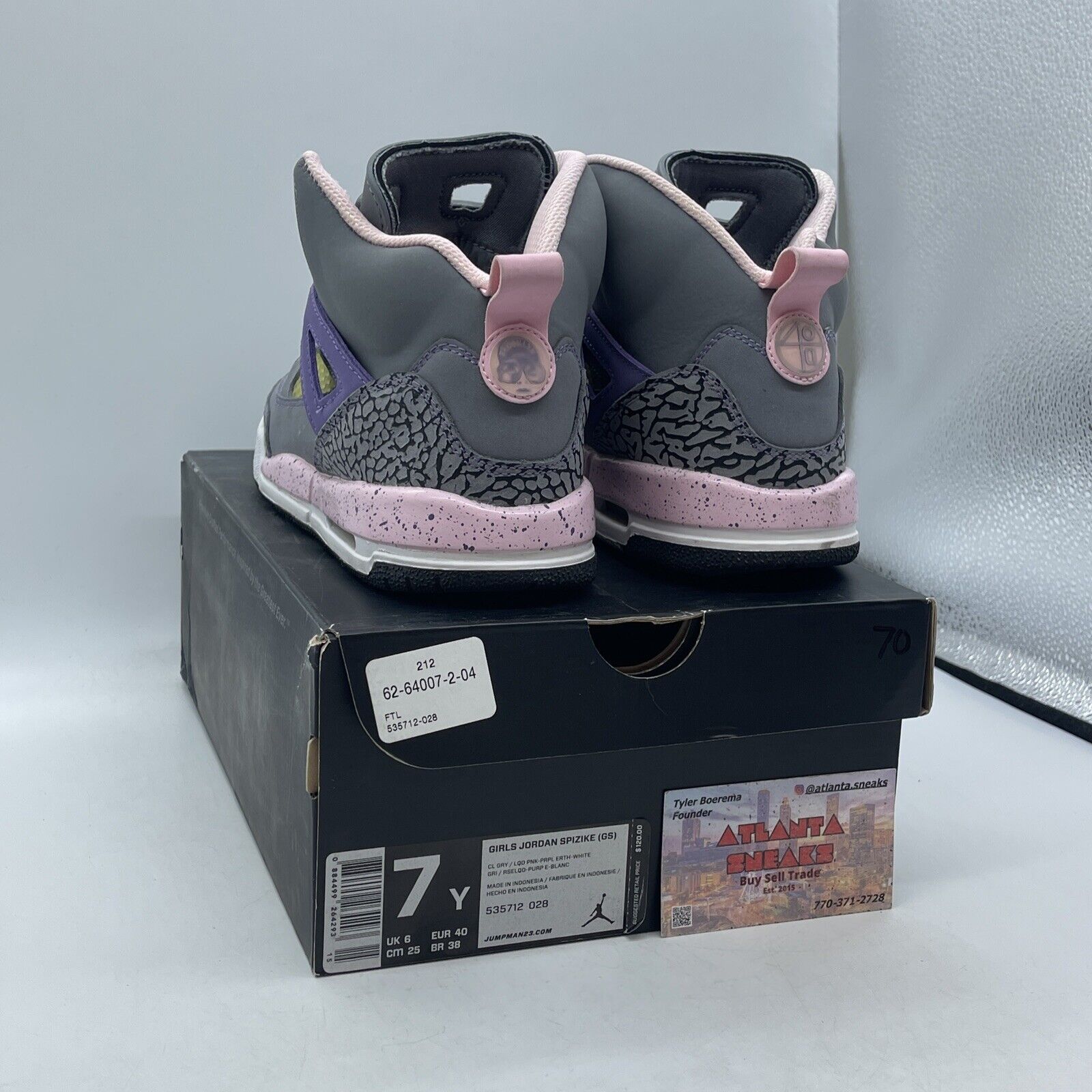 Size 7Y (GS) - Jordan Spizike Mid Purple Earth Grey Suede Leather 535712-028