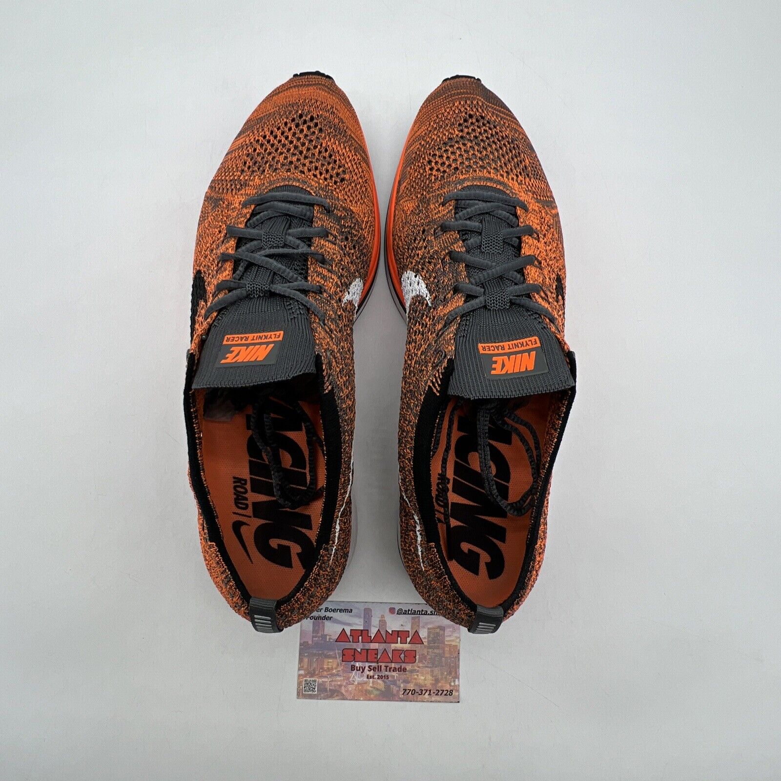 Size 11 - Nike Flyknit Racer Total Orange Grey Black (526628-810)