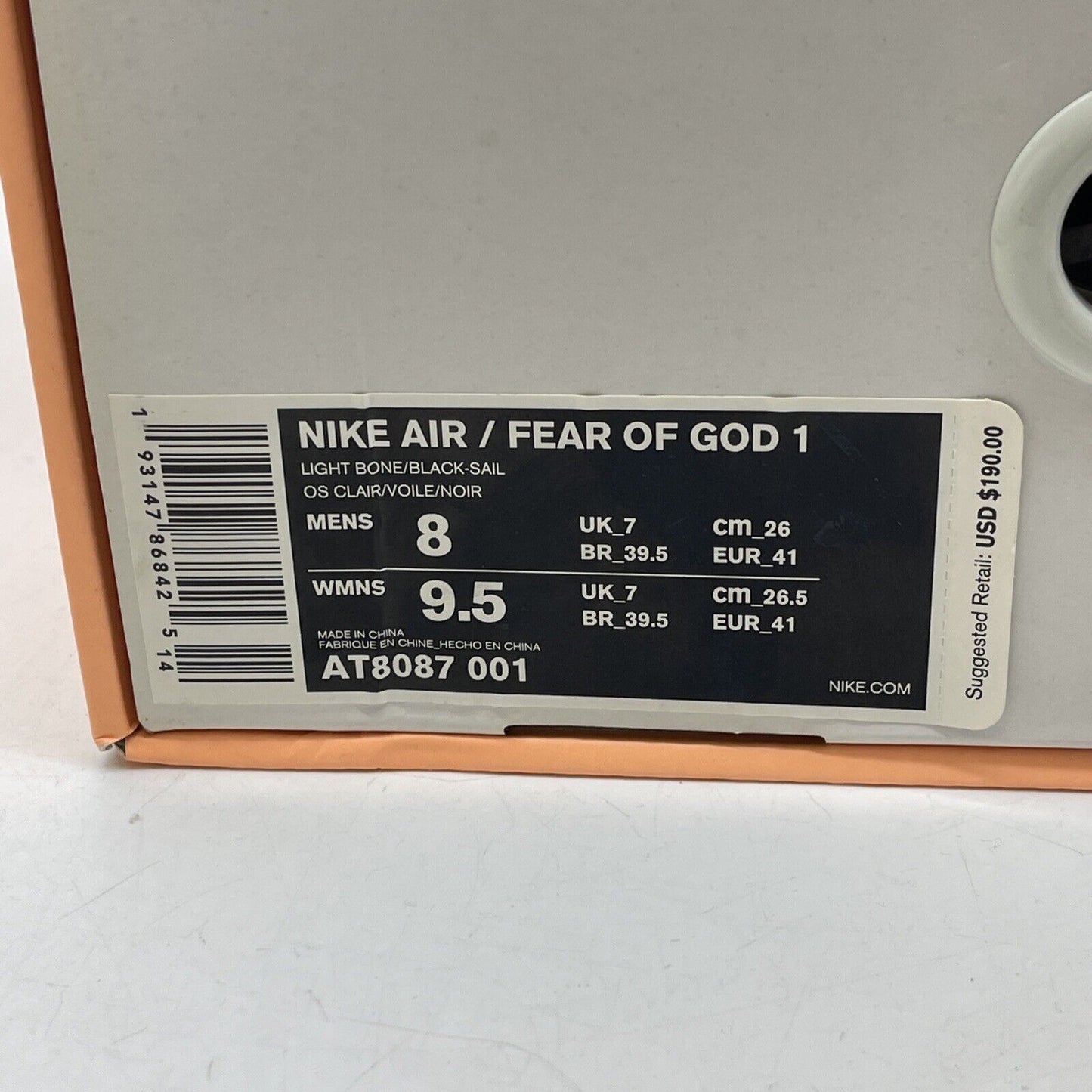 Size 8 - Nike Air Fear Of God Raid Light Bone Tan Brown Suede Black (AT8087-001)