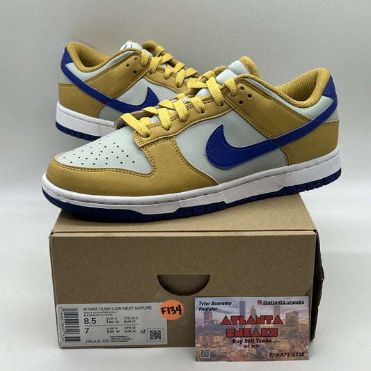 WMNS SZ 8.5 NIKE DUNK LOW NEXT NATURE WHEAT GOLD HYPER ROYAL (DN1431-700) Og All