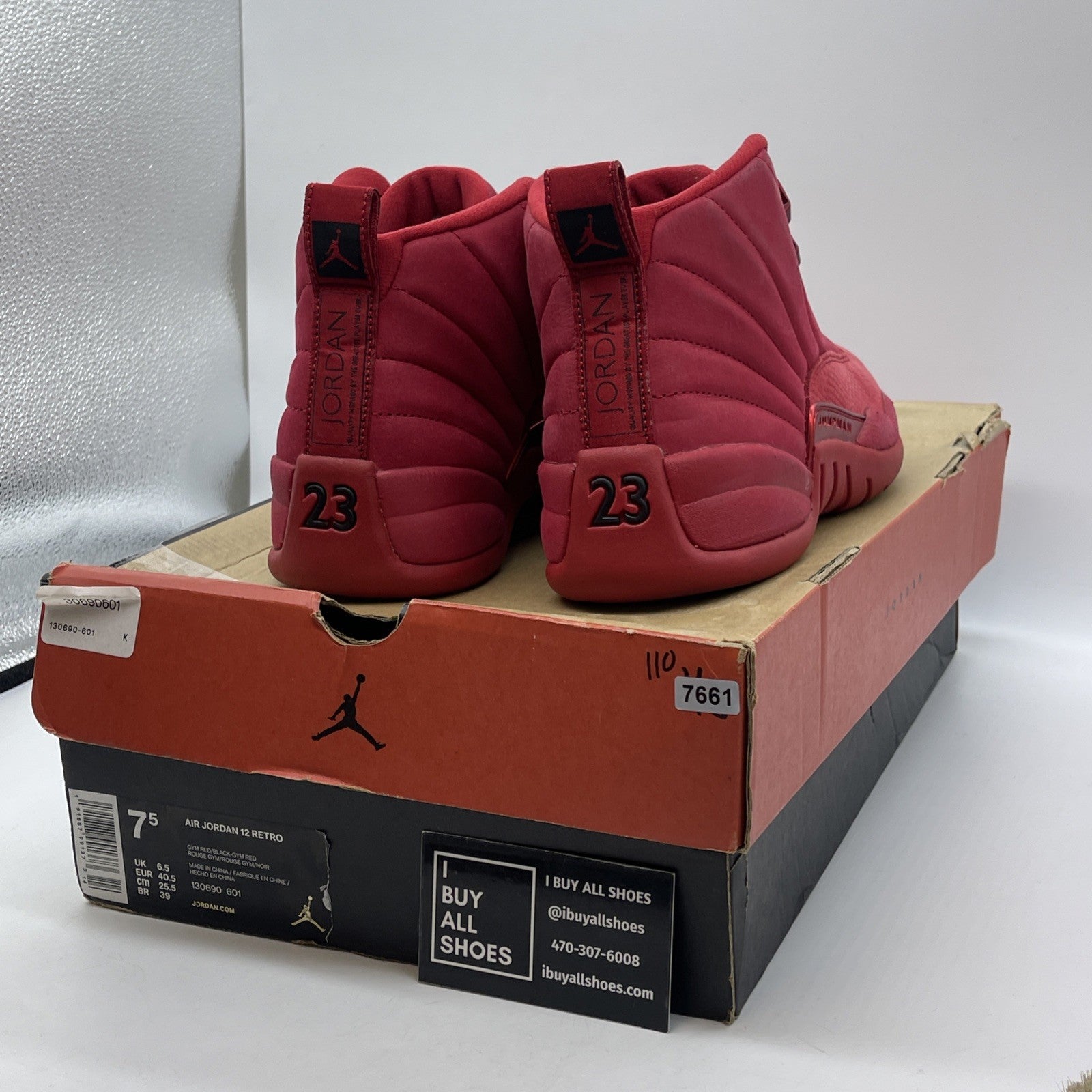 Size 7.5 - Air Jordan 12 Retro Gym Red Suede (130690-601)