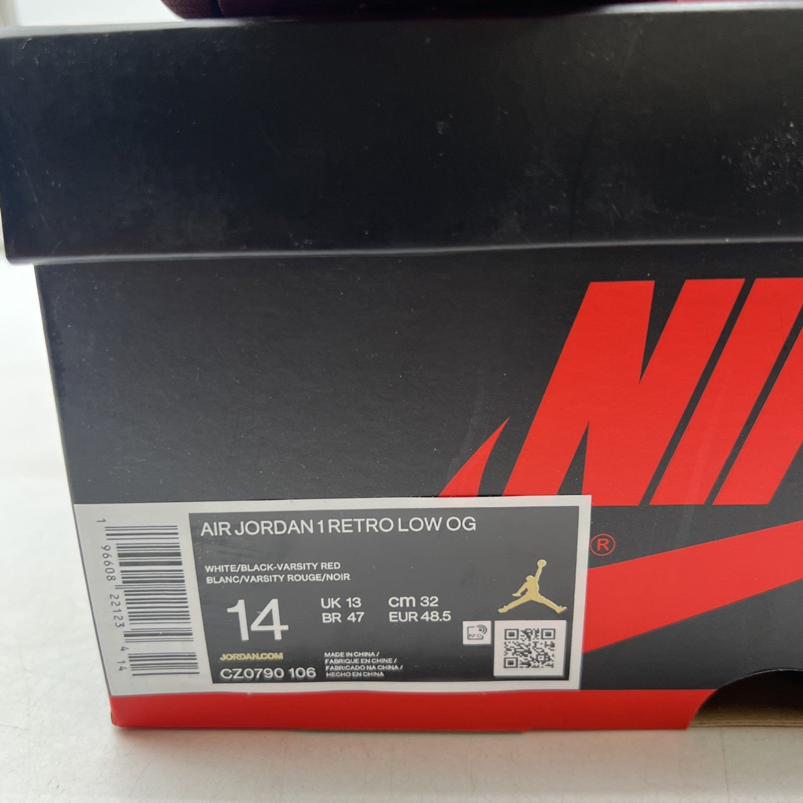 Size 14 - Air Jordan 1 Retro OG Low Black Toe (CZ0790-106)
