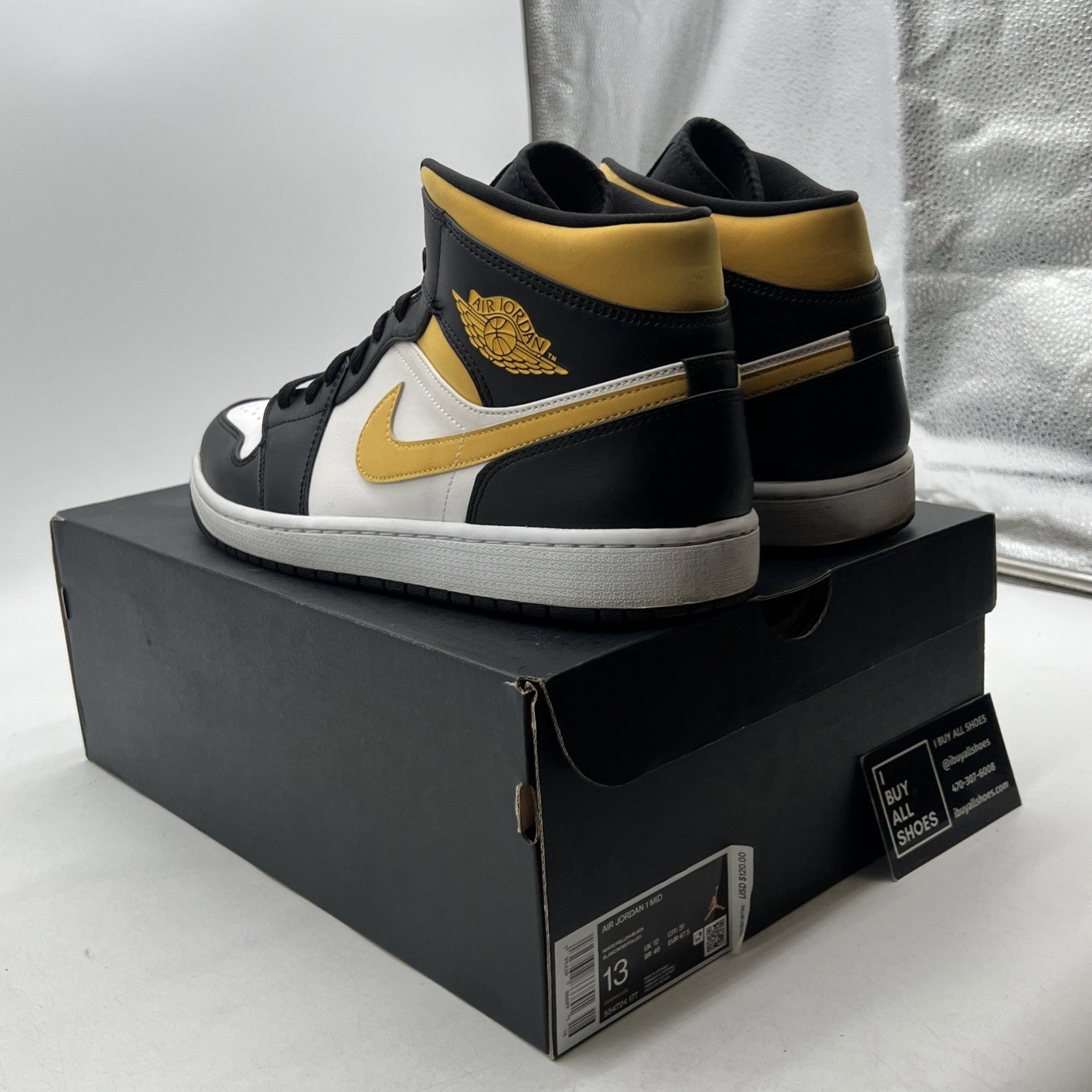 Size 13 - Air Jordan 1 Mid Black University Gold (554724-177)