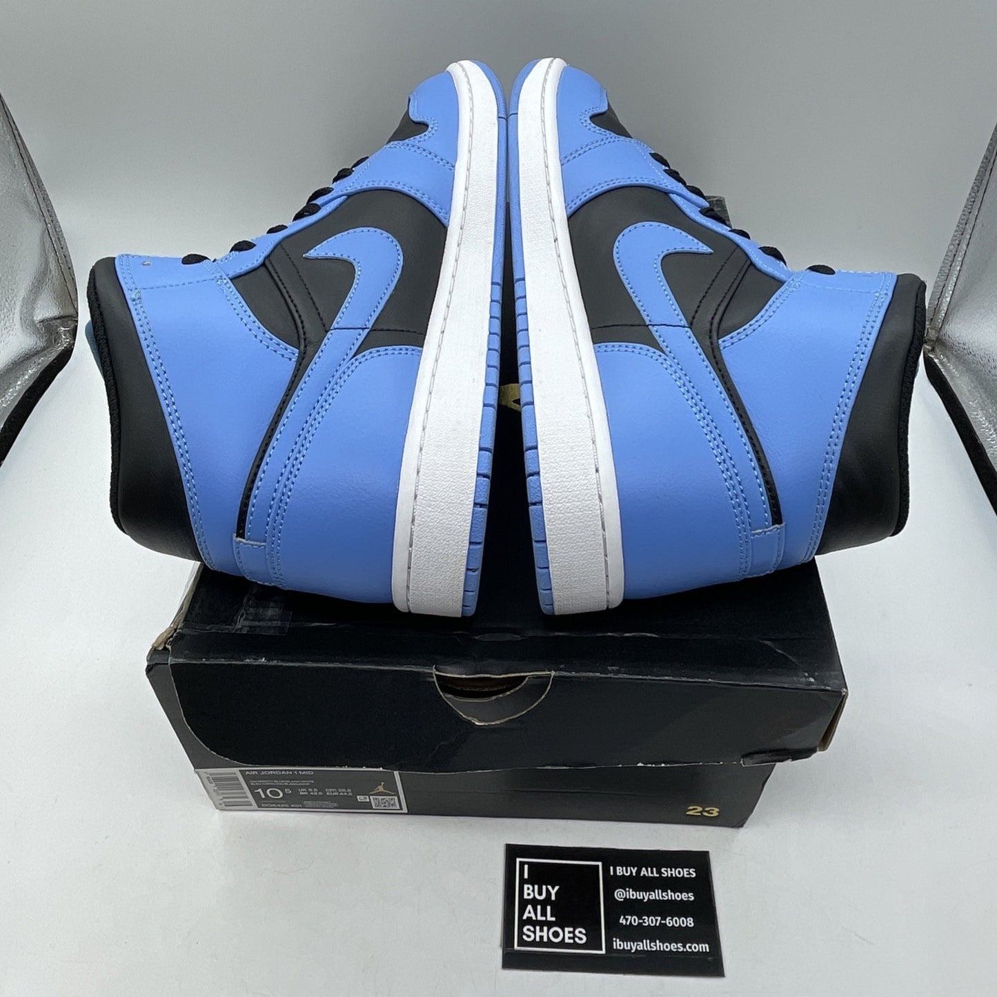 Size 10.5 - Air Jordan 1 Mid University Blue Black Leather (DQ8426-401)