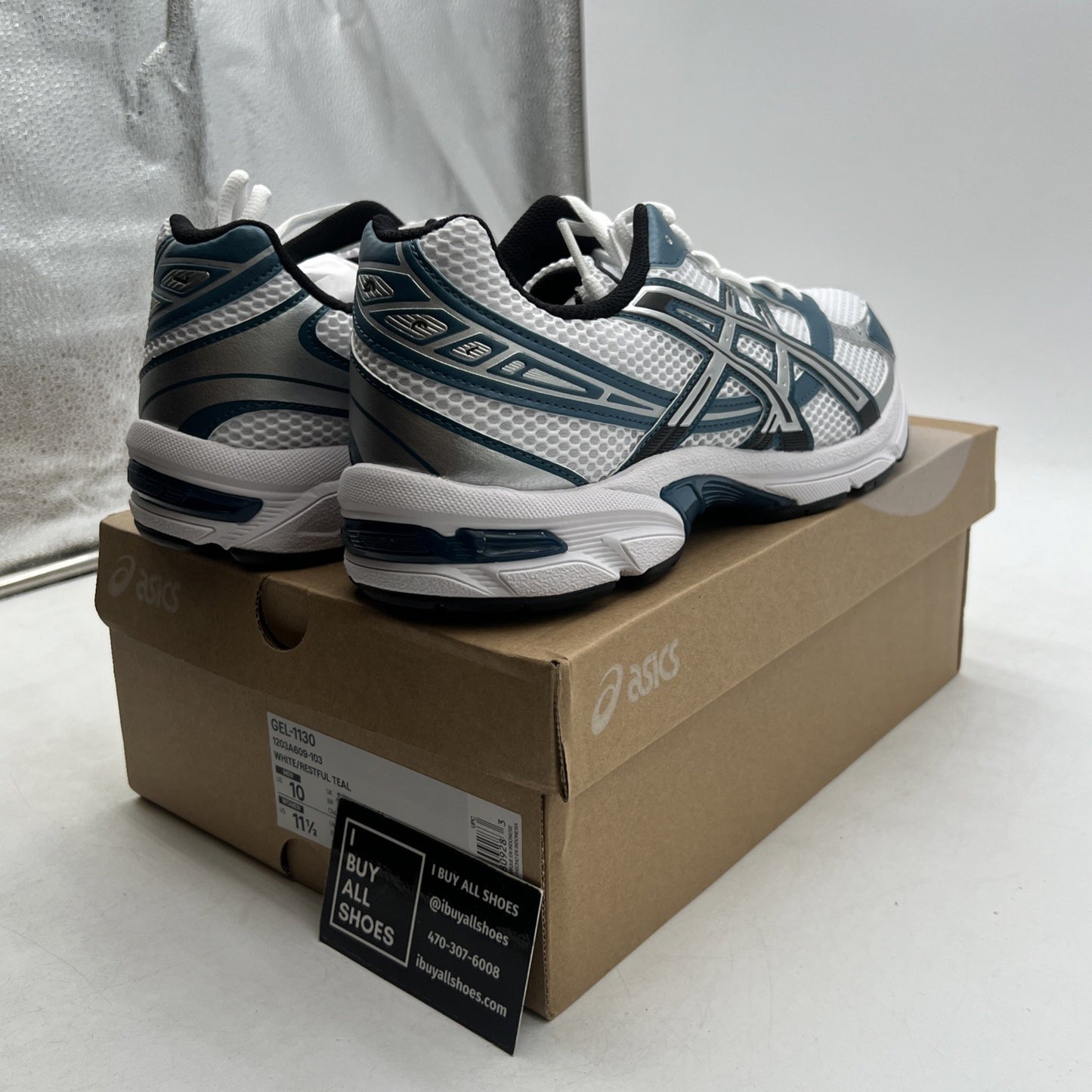 Size 10 - ASICS Gel 1130 White Restful Teal (1203A609-103)