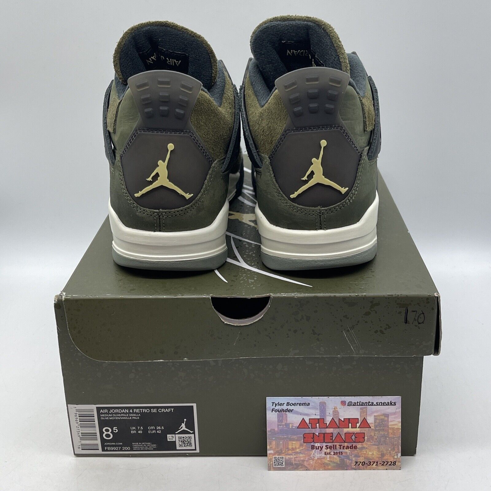 Size 8.5 - Jordan 4 SE Retro Low Craft - Olive White Black Suede (FB9927-200)