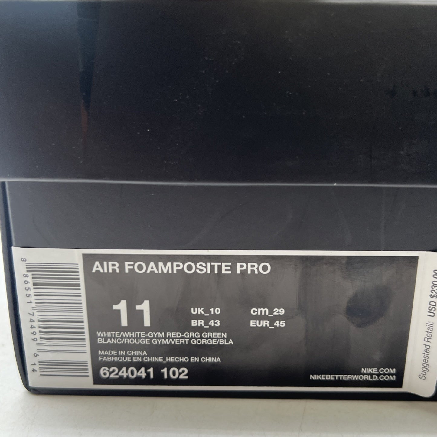 Size 11 - Nike Foamposite Pro Gucci - White (624041-102)