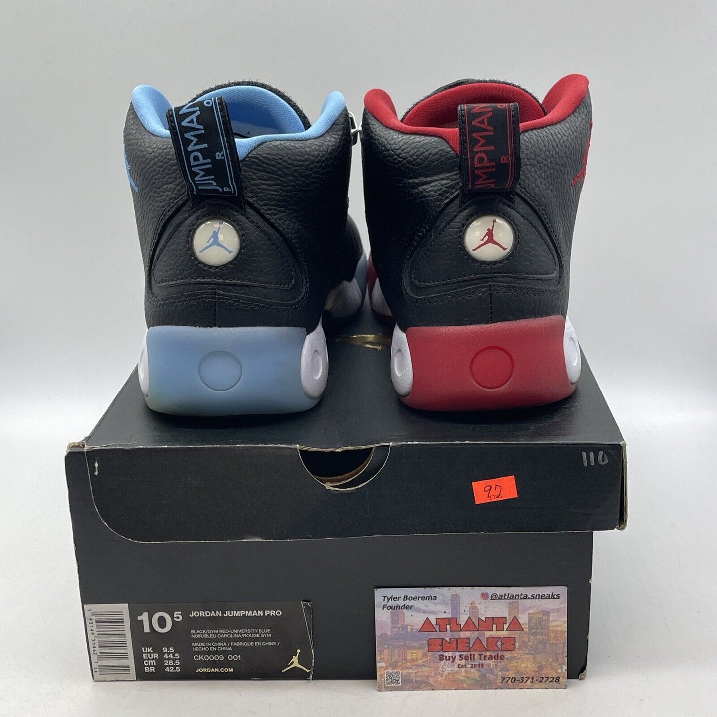 Size 10.5 - Jordan Jumpman Pro UNC Bulls Blue Red Black Leather (CK0009-001)