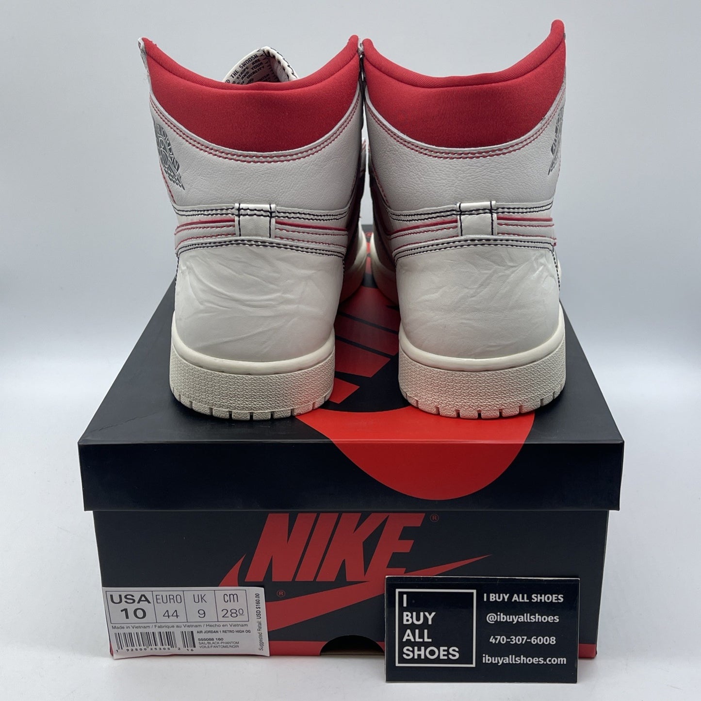 Size 10 - Air Jordan 1 Retro OG High Phantom White Red Suede (555088-160)