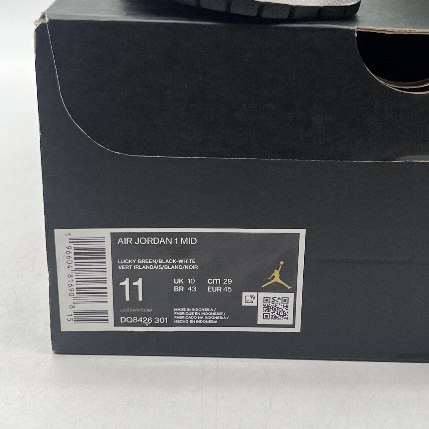 Size 11 - Air Jordan 1 Mid Lucky Green White Black Leather (DQ8426-301)