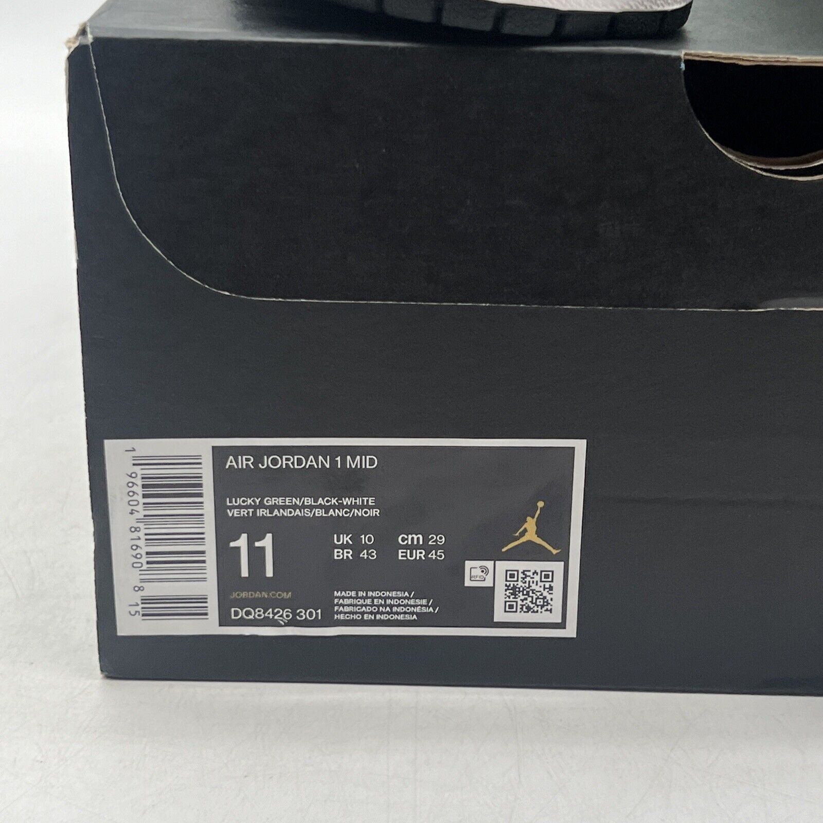 Size 11 - Air Jordan 1 Mid Lucky Green White Black Leather (DQ8426-301)