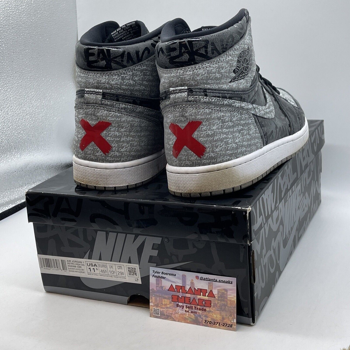 Size 11.5 - Jordan 1 OG High Rebellionaire Grey Black Suede Leather (555088-036)