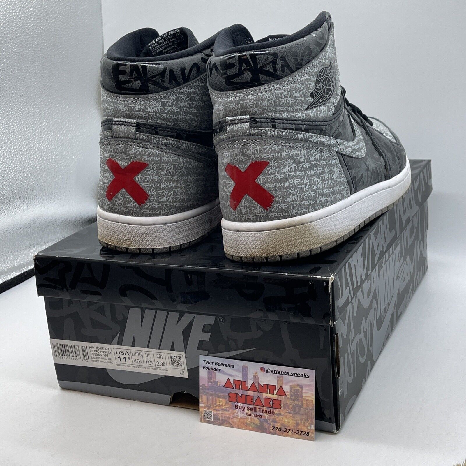 Size 11.5 - Jordan 1 OG High Rebellionaire Grey Black Suede Leather (555088-036)