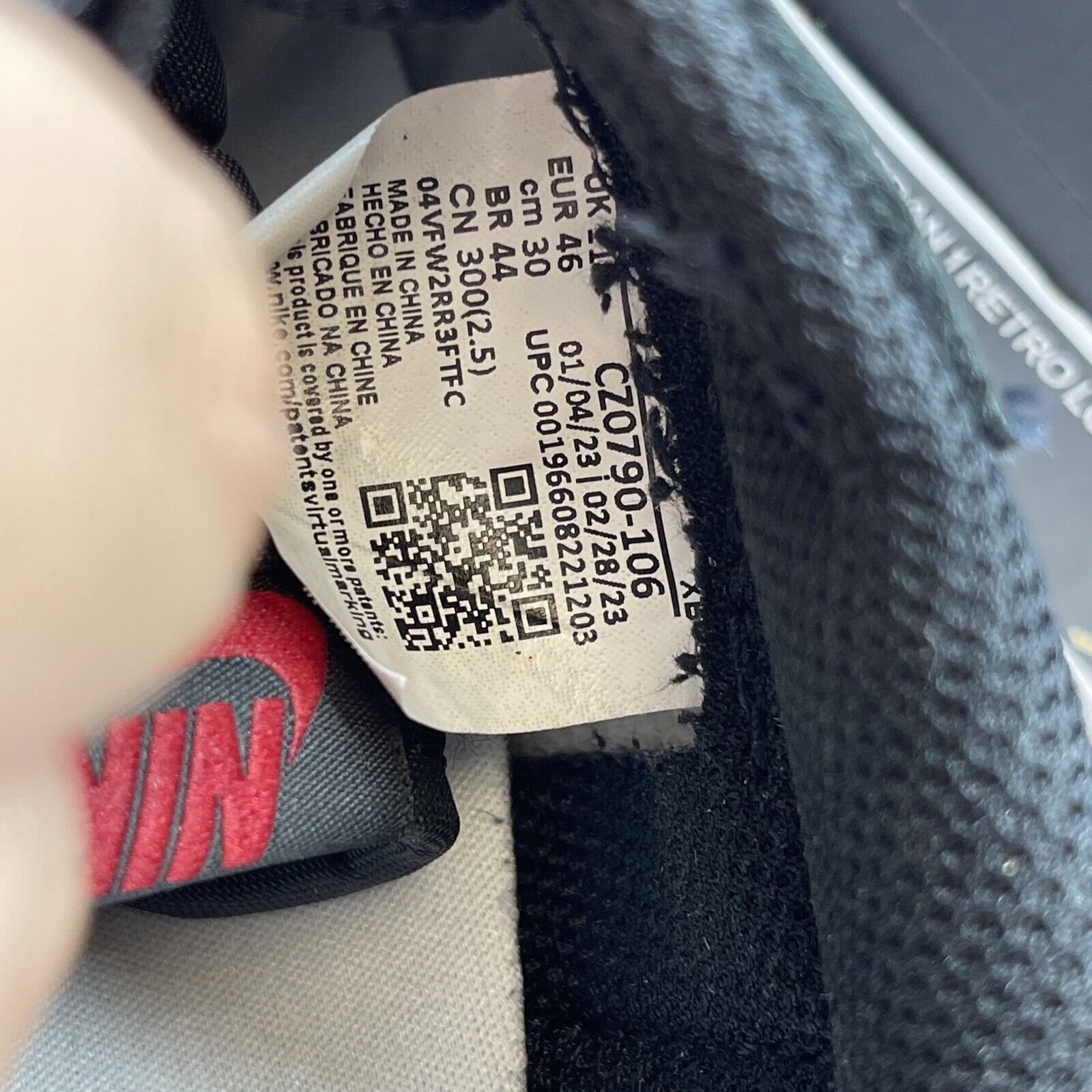 Size 12 - Air Jordan 1 Retro OG Low Black Toe White Red Leather (CZ0790-106)