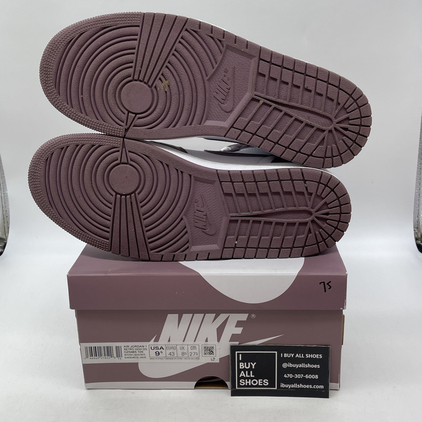 Size 9.5 - Air Jordan 1 Retro OG High Mauve Purple White Leather (DZ5485-105)