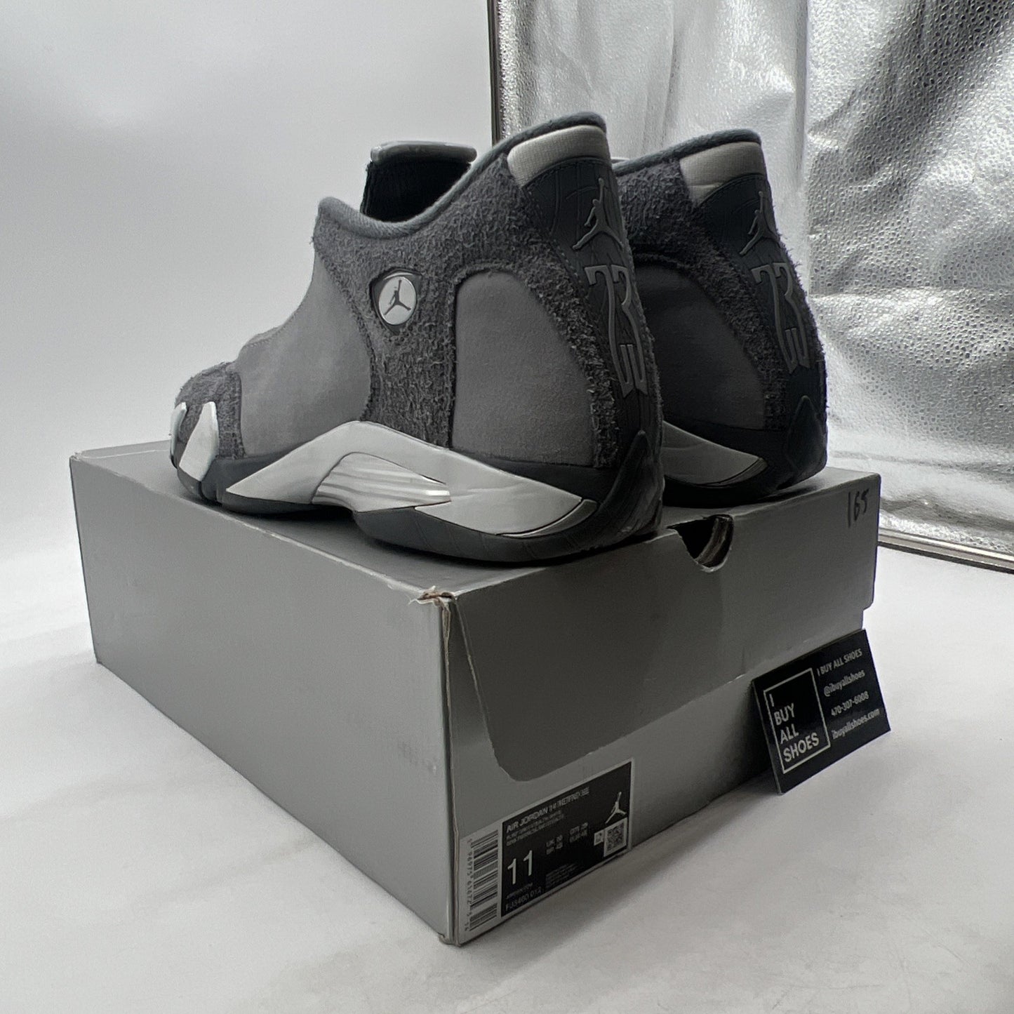 Size 11 - Air Jordan 14 Retro Wolf Grey Suede Sneakers (FJ3460-012)