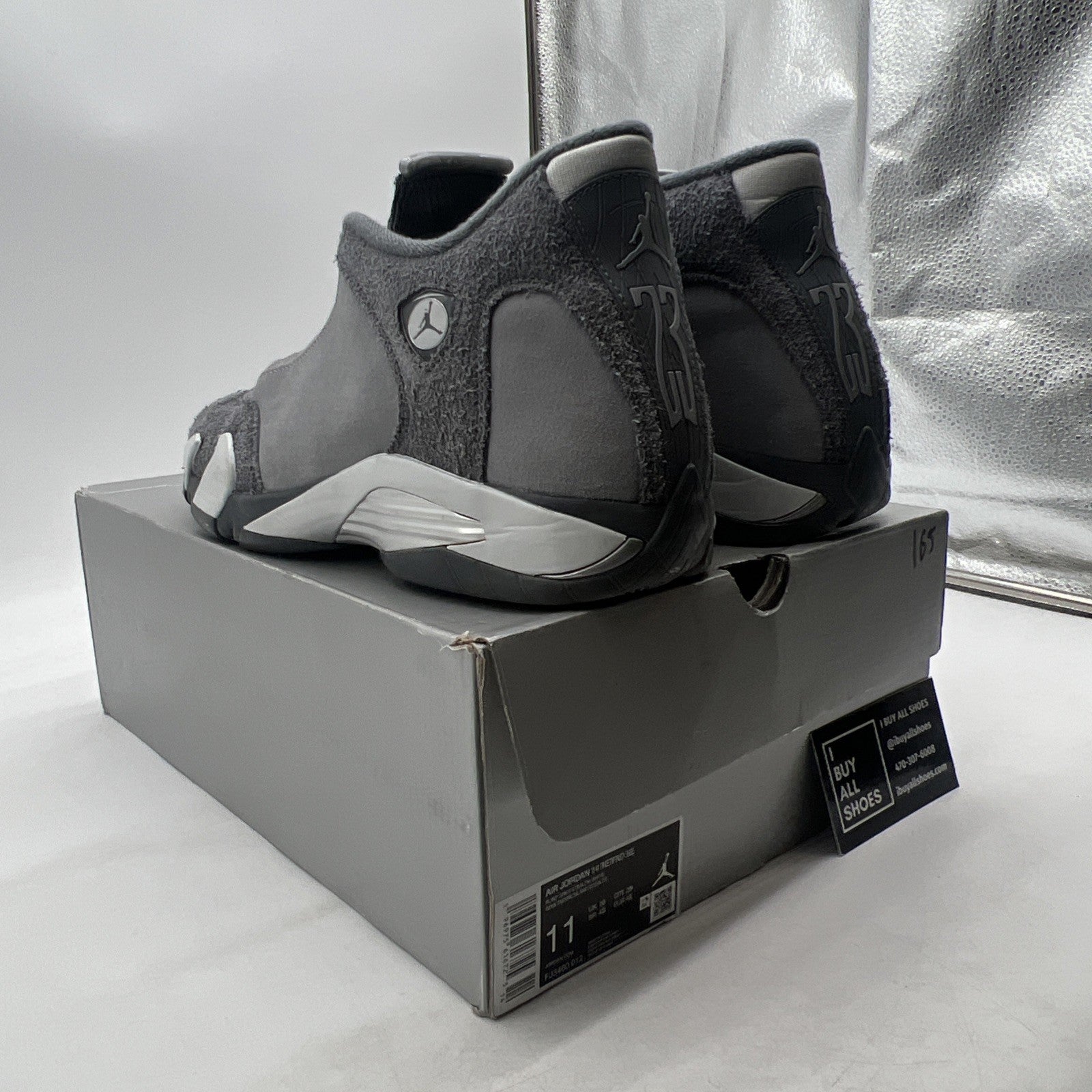 Size 11 - Air Jordan 14 Retro Wolf Grey Suede Sneakers (FJ3460-012)