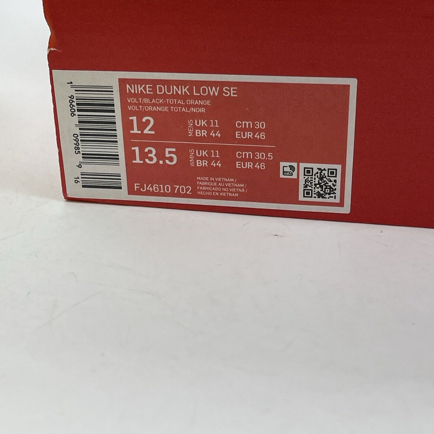 Size 12 - Dunk Low Volt Yellow Green White Orange Leather (FJ4610-702)