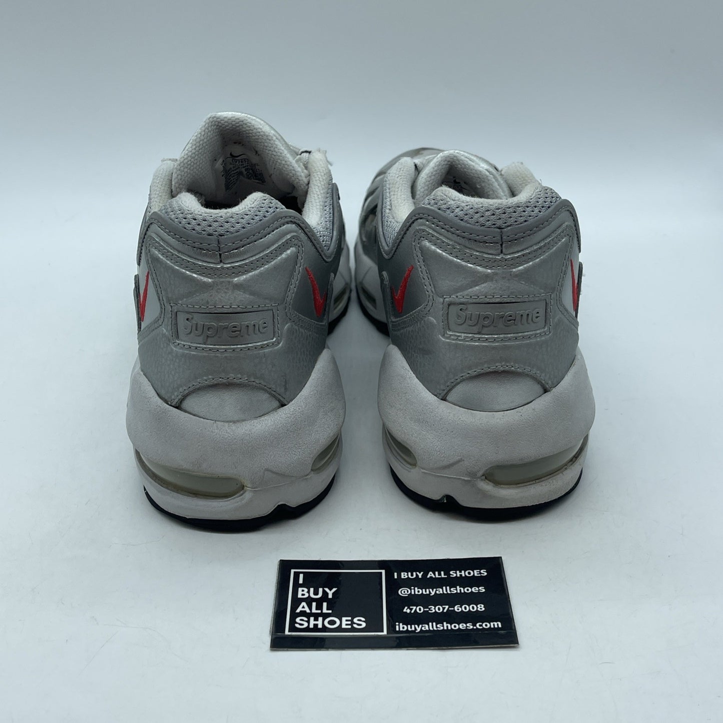 Size 13 - Nike Supreme x Air Max 96 Metallic Silver Red Leather (CV7652-001)
