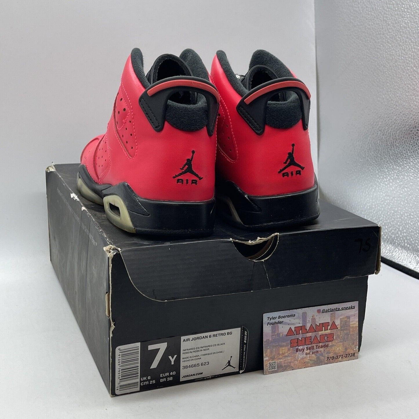 Size 7Y - Nike Air Jordan 6 Retro BG Infrared 23 GS Pink Black (384665-623)