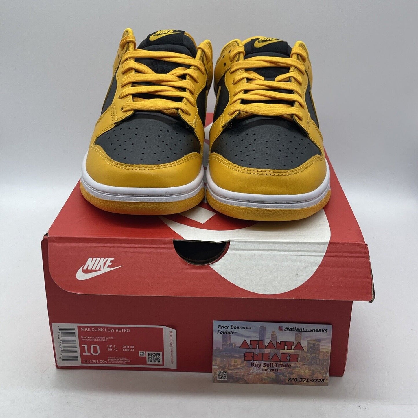 Size 10 - Nike Dunk Low Goldenrod Yellow Black White Leather (DD1391-004)