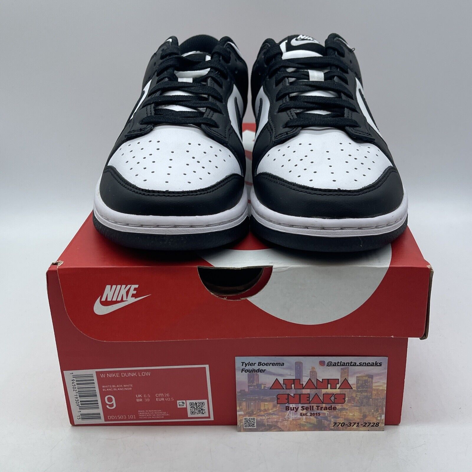 Size 9W - Nike Dunk Low Black White Leather (DD1503-101)