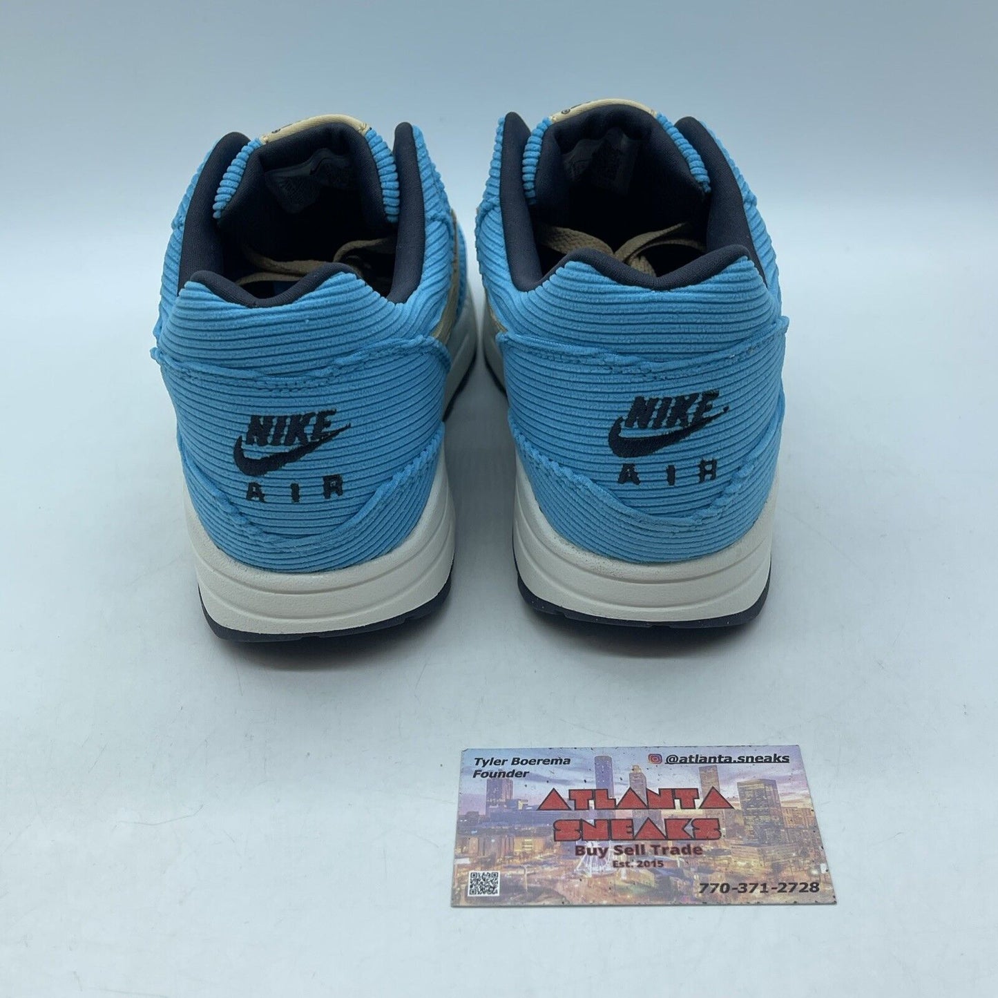 Size 9 - Nike Air Max 1 Premium Baltic Blue Corduroy Brown Suede (FB8915-400)
