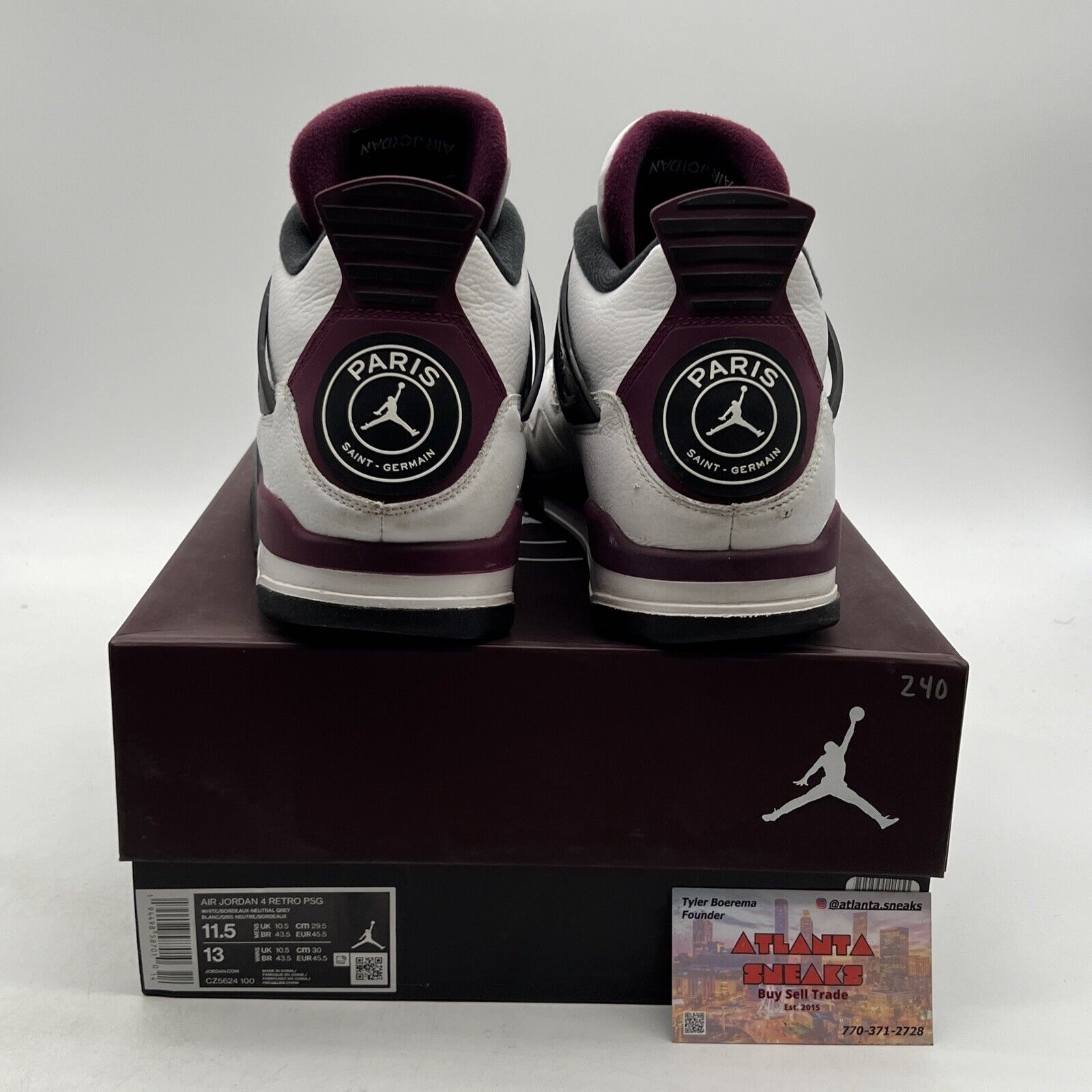 Size 11.5 - Jordan 4 Retro x Paris Saint-Germain Bordeaux 2020 (CZ5624-100)