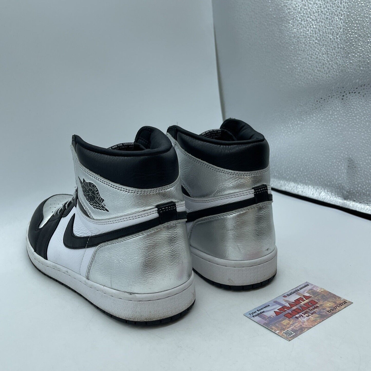 Size 11.5 - Jordan 1 High OG Metallic Silver White Black Leather (CD0461-001)