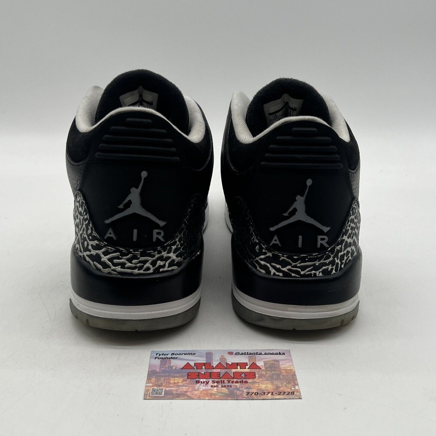 Size 13 - Air Jordan 3 Retro Wolf Grey Black White Leather Customs (136064-004)