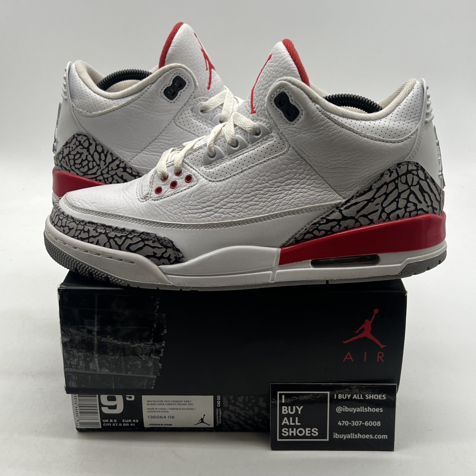 Size 9.5 - Air Jordan 3 Retro Hall of Fame 2018 (136064-116)