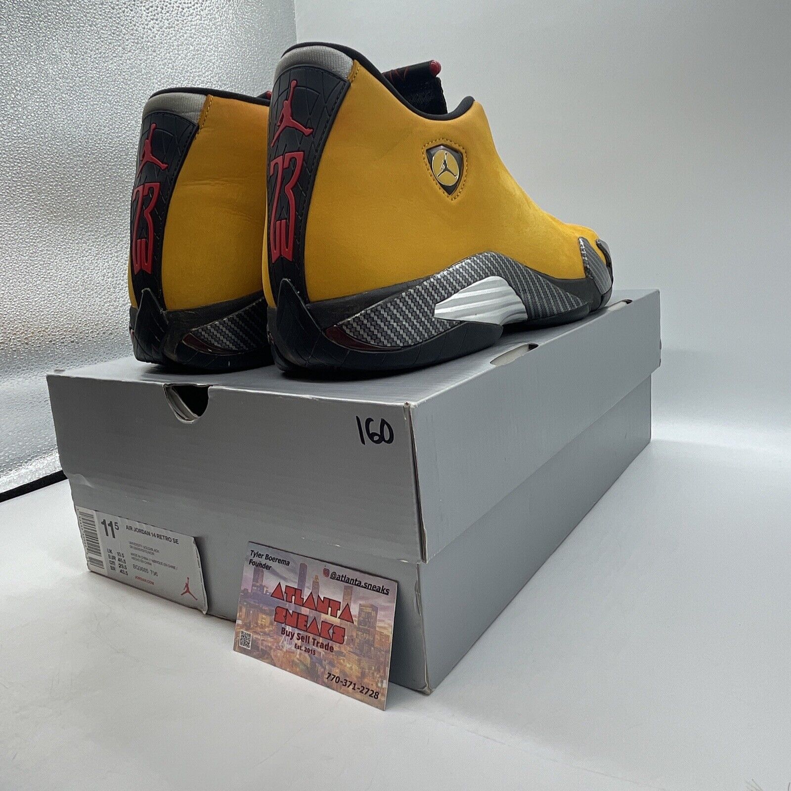 Size 11.5 - Air Jordan 14 Retro Reverse Ferrari Black Yellow Grey (BQ3685-706)