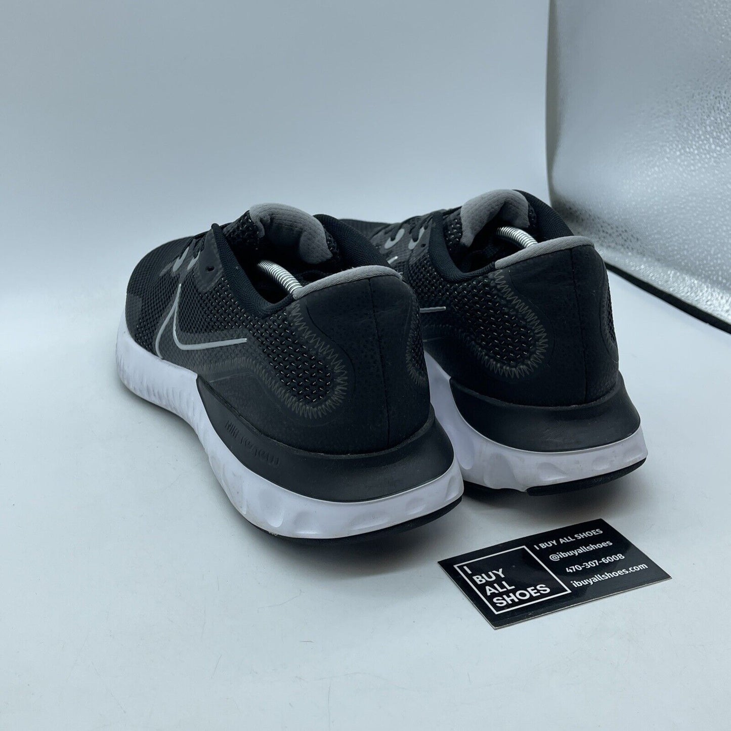 Size 12 - Nike Renew Run 4E Wide Black White Grey Suede Leather (CW7437-002)