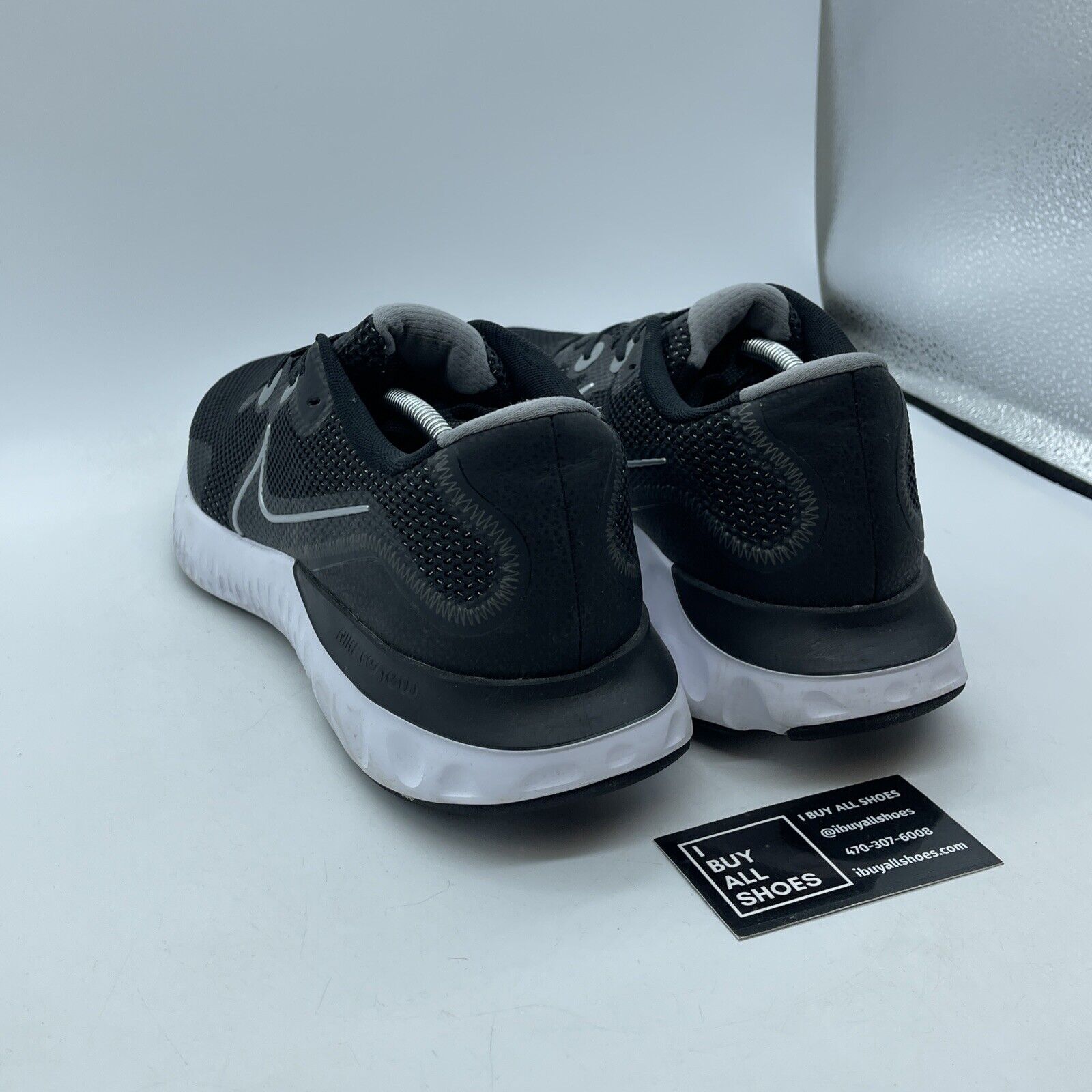Size 12 - Nike Renew Run 4E Wide Black White Grey Suede Leather (CW7437-002)