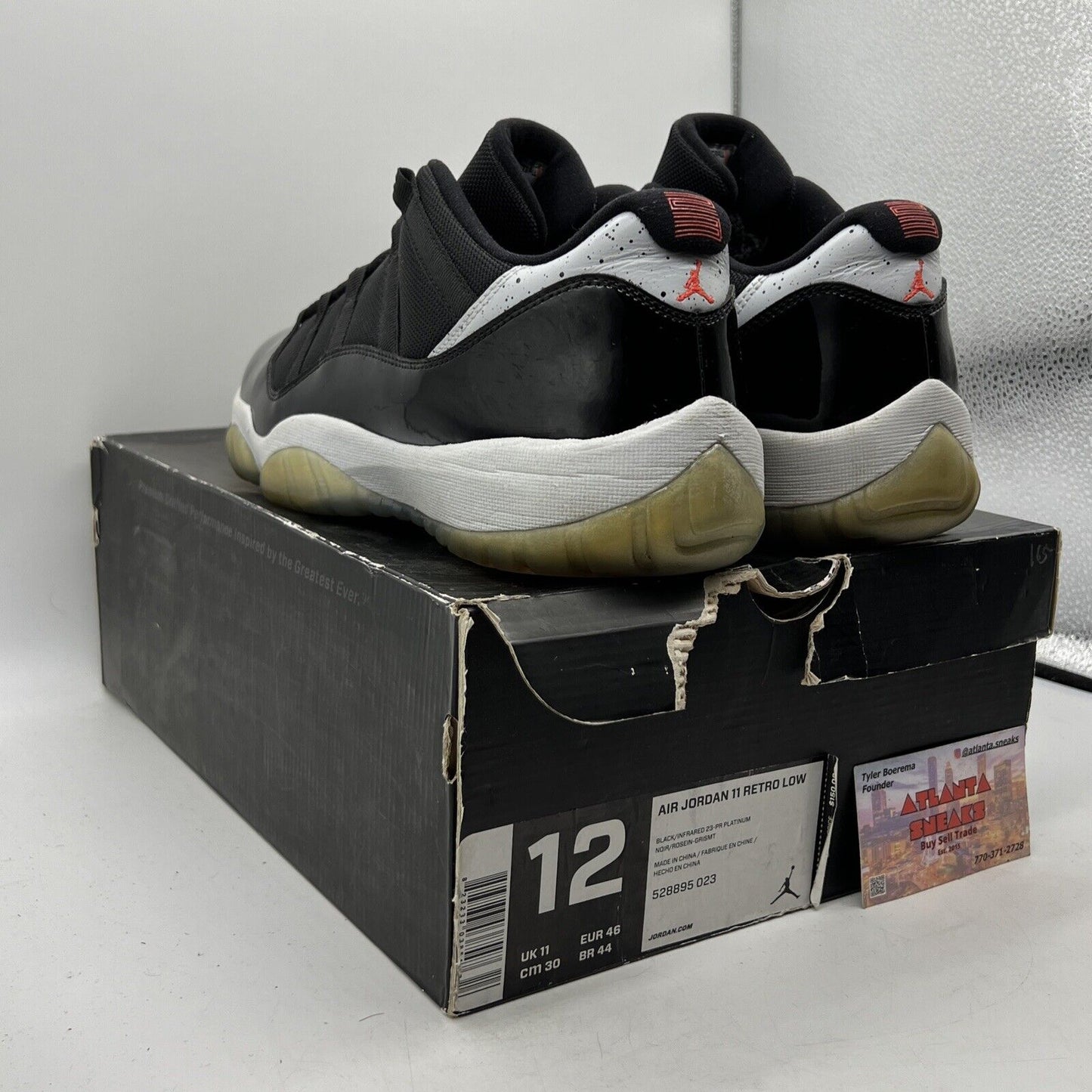 Size 12 - Air Jordan 11 Retro Low Infrared 23 Black Grey Leather (528895-023)