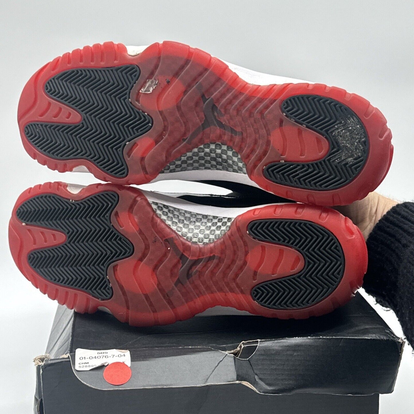 Size 12 - Jordan 11 Retro Low bred 2015 Black White Patent With Box Red Classic