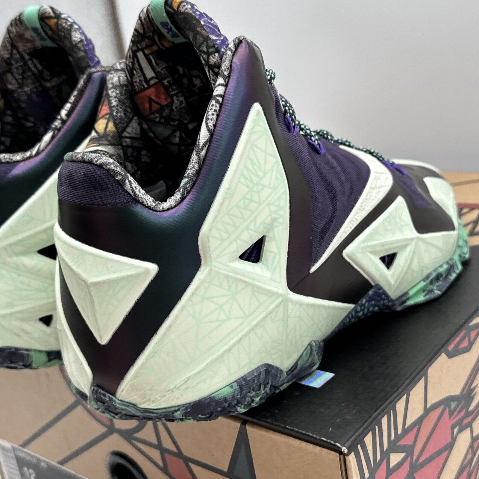 Size 12 - Nike LeBron 11 All Star - Gator King 2014 Purple Glow Green All Tract