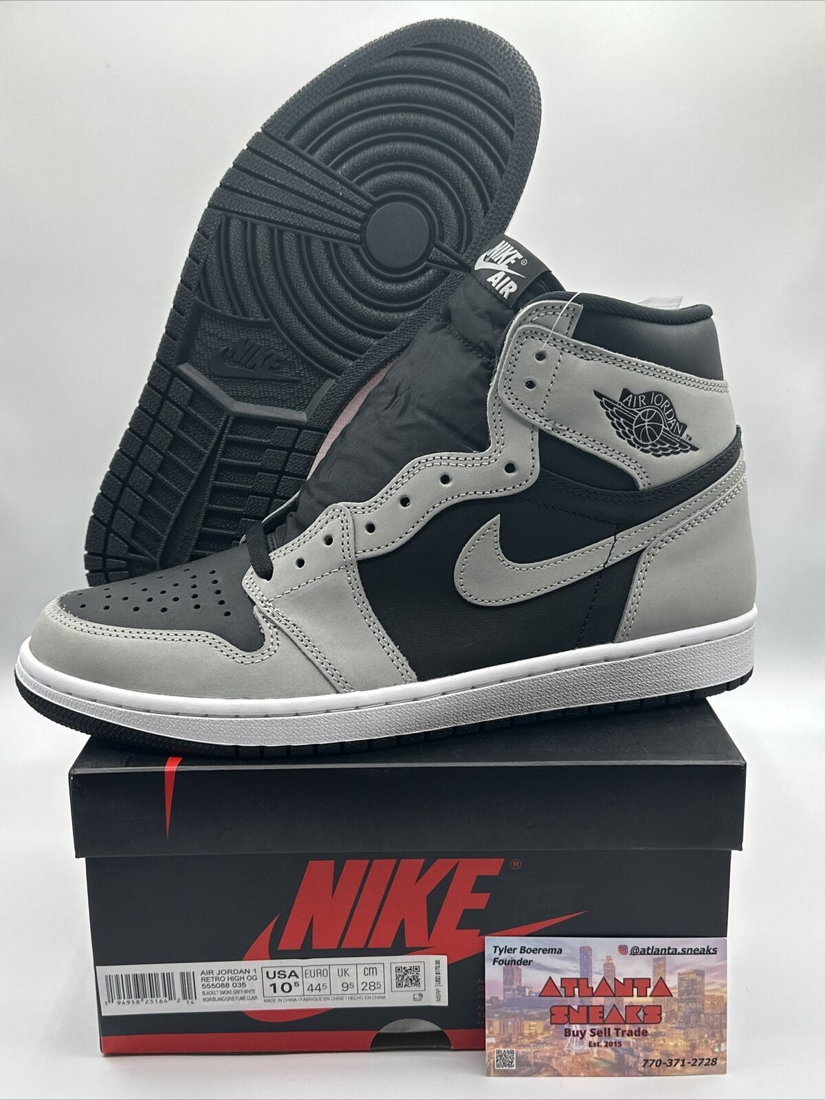 Jordan 1 Retro High Shadow 2.0 Men's Athletic Shoes - Black/Light Smoke...