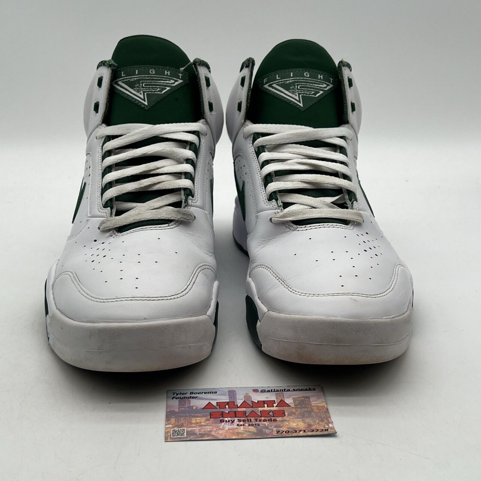 Size 11.5 - Nike Air Flight Lite Mid White Gorge Green Leather (DJ2518-103)