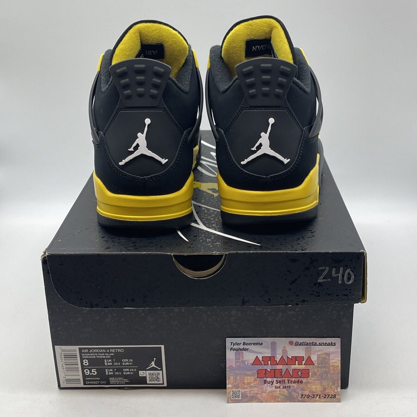 Size 8 - Jordan 4 Retro Mid Thunder Black Yellow Suede (DH6927-017)