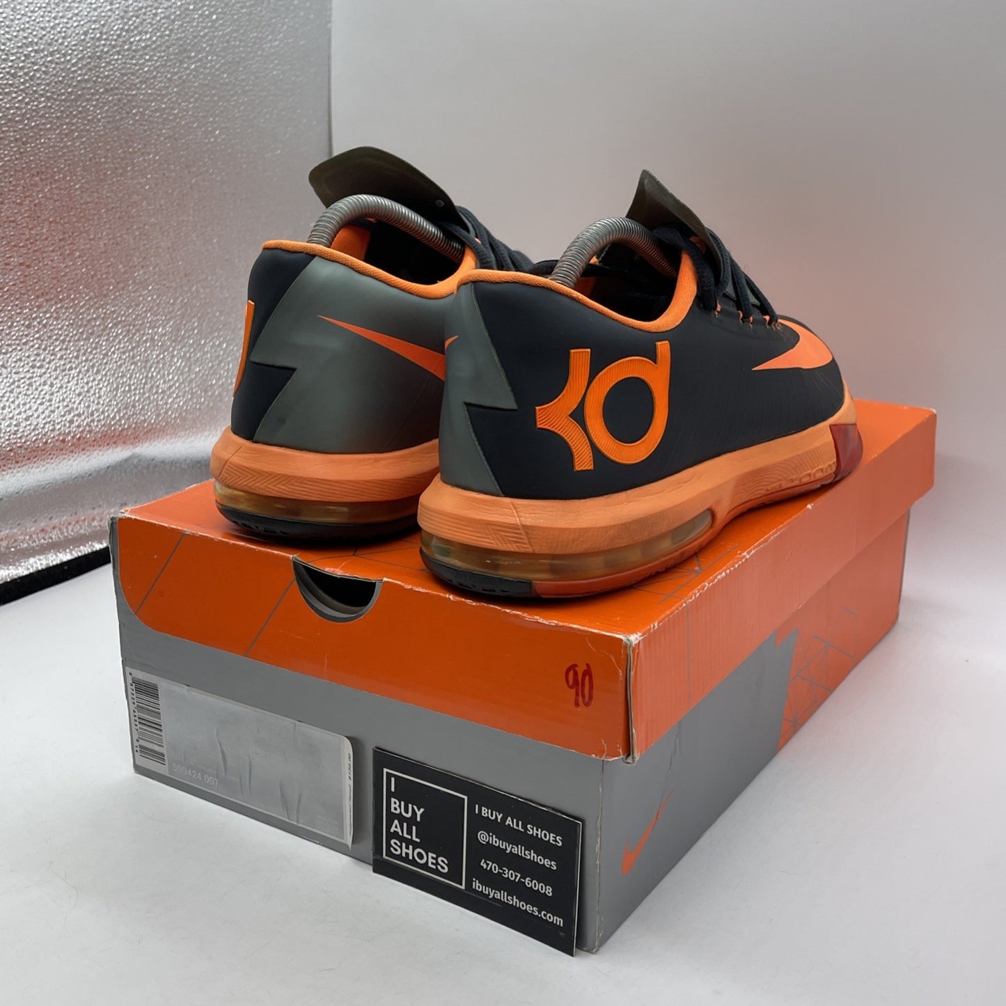 Size 9.5 - Nike KD 6 Neutral Black Grey Orange Leather  (599424-007)