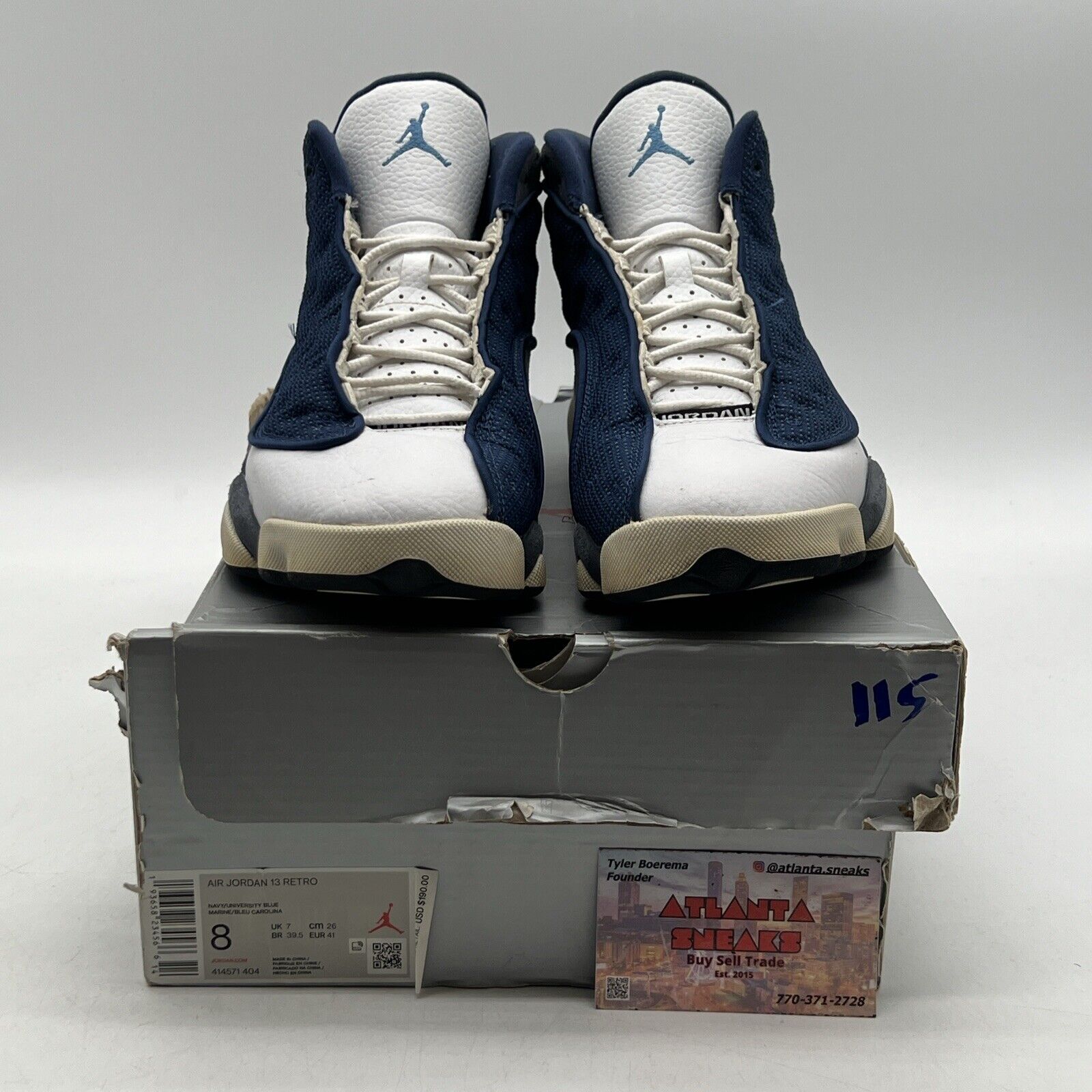 Size 8 - Jordan 13 Retro Mid Flint Blue Grey White Leather Suede (414571-404)